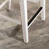 24" Counter Stool, Antique White Finish, Black Leather Seat B04681329