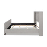 Elle Wingback Upholstered King Bed, Silver Grey Polyester B2719P245936