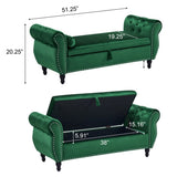 Velvet Multifunctional Storage Rectangular ottoman bench with 1 Pillow, Dark Green, Emerald N769P186110E