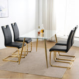 Modern Dining Chairs with Faux Leather Padded Seat Dining Living Room Chairs Upholstered Chair with W210127294