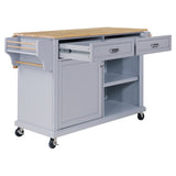 Cambridge Natural Wood Top Kitchen Island with Storage W914107254