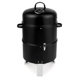 ZUN Vertical Steel Charcoal Smoker, Heavy Duty Double Layer Round BBQ Grill for Outdoor Cooking, Black 53758483