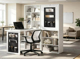 Space-Saving Foldable Writing Table, Convertible Wall-Mounted Computer Desk with Storage Shelves & 45365789