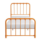 Metal Bed Orange Finish Twin Platform Bed 1pc, Bed in a Box B011P265604