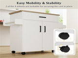 41.5" Rolling Kitchen Island Cart with Storage, White Kitchen Cart with Drawer Cabinet, Spice Rack 46052870
