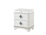 Laguna Modern Style 2-Drawer Night stand Made with Wood, Hidden Jewelry Drawer and Crystal Accents B009P270825