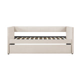 1pc Daybed with Trundle Beige Fabric Upholstery Wooden Frame Modern Home Furniture B011P256686