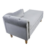 Grey Chaise Lounge Indoor,Velvet Lounge Chair for Bedroom with Storage & Pillow,Modern Upholstered W1170100897