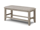 Farmhouse Style 1pc Tan / Beige Gray Color Counter Height Bench Footrest Upholstered Seat Wooden B011P240450