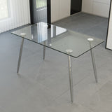 51 x 27.5 x 29.5 Inch ,Glass Dining Table, Modern Rectangular Table with Tempered Glass Tabletop & W2189P255608
