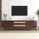 ZUN Rattan TV Stand for TVs up to 75'', Modern Farmhouse Media Console, Entertainment Center with Solid WF316663AAP