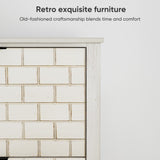 31.5 Inch Retro White Shoe Storage, Mid-Century Vintage Freestanding Shoe, Shoe W1706P311100