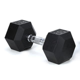 30LB HDRS Rubber Coated Solid Cast Iron Dumbbell with Contoured Chrome Handle, Hexagon 56723902