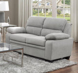 Plush Seating Comfortable Loveseat 1pc Gray Textured Fabric Channel Tufting Solid Wood Frame Modern B011P214024