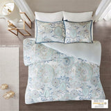 Full/Queen 3 Piece Cotton Floral Printed Reversible Duvet Cover Set B035129161