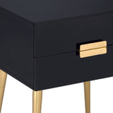 Black and Gold Side Table with 2 Drawer B062P181391