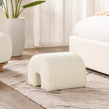 Bridge 16" Arched Upholstered Footstool Ottoman, Ivory White Boucle B2719P238430
