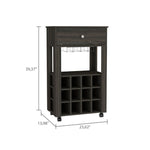 ZUN Memphis Bar Cart, Twelve Built-in Wine Rack, Four Legs, One Open Shelf -Espresso B07091949