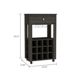 Memphis Bar Cart, Twelve Built-in Wine Rack, Four Legs, One Open Shelf -Espresso B07091949