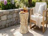 U_Style Hourglass shape Outdoor Side Table, Concrete Contemporary Lightweight Accent Table with N711P422072A