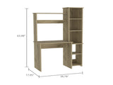 Light Oak 6-Shelf Writing Desk with Built-in Bookcase B06280289