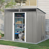 8ft x 6ft Outdoor Metal Storage with Lockable Sliding Doors and Transparent plate for Garden, Lawn W540P185311