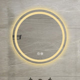 27-inch H LED Single Bathroom Vanity Mirror Polished Crystal Bathroom Round Vanity mirror for smart W2026P203675