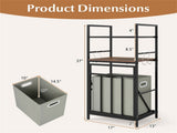 BlackRustic Brown Tilt-Out Laundry Hamper, MetalEngineered Wood with Shelves & 4 S-Hooks 20089537