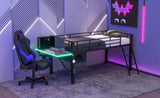 Gaming mid loft bed with desk, LED, Twin, Black MF313231AAB