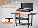 3-Burner Flat Top Gas Griddle Cooking Station with Ceramic Coated Cast Iron Pan, 30,000 BTU Propane 18516348