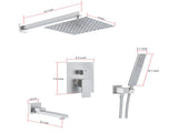 Male NPT Brushed Nickel Shower System, 12 Inch Shower Fixtures Rain Shower Head with Handheld Shower 73680087