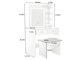 Small Makeup Vanity Desk with Mirror & Adjustable LED Lights,Built-in Power Outlet & Hidden Storage, W2699P296515