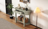 TREXM Elegant Retro Console Table with Curved Design Smooth Glaze for Entryways, Living Rooms N715P230796E