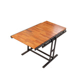 Extendable Dining Table Convertible 2 in 1 Shelf to Table with Metal Frame Industrial and Rustic W3128P281270