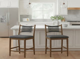 Arno Indoor Upholstered Wooden Counter Stool, Walnut Finish with Charcoal Upholstery and Black Rope, N775P366302B