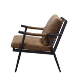 Berham Chestnut and Matt Iron Accent Chair with Metal Leg B062P209142