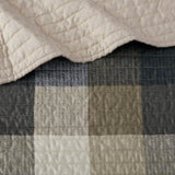 6 Piece Reversible Plaid Daybed Cover Set Neutral Daybed B035P266679