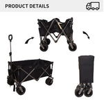 ZUN Folding Wagon, Heavy Duty Utility Beach Wagon Cart for Sand with Big Wheels, Adjustable Handle&Drink W321P163962