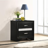 Black 2-drawer Nightstand with Hidden Jewelry Tray B062P145652