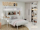 Sturdy Metal Twin Over Full Bunk Bed Frame with Practical Ladder & Storage Shelf, Modern W1935P463331