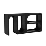 U_STYLE Modular Entryway Console Table with Rectangular Exterior and Curved Interior Design for N711P188169B