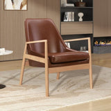 U-Can PU Leather Accent, Mid-Century Modern Armchair with Solid Wood Frame, Reading Leisure N724P256555D