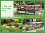 3-in-1 Raised Garden Bed with Greenhouse Cover, Galvanized Steel Planter Box for Year-Round Growing 48112501