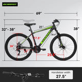 ZUN A26322 26-inch mountain bike adult aluminum frame shock absorbing front fork bike 21-speed disc W1856P157938