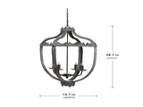 4 - Light Metal Chandelier, Hanging Light Fixture with Adjustable Chain for Kitchen Dining Room W2078138923