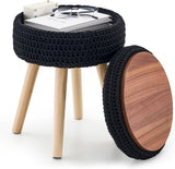 Round Ottoman with Storage Multifunctional Cotton Knitted Vanity Stool Footrest Stool for Living 68063724