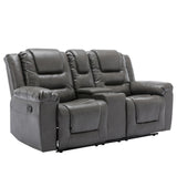 2 Seater Home Theater Recliner Manual Recliner Chair with a Storage Box and Two Cup Holders for WF323619AAE