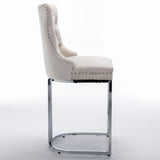 26" Counter Height Bar Stools Set of 2, Modern Velvet Barstools with Button Back&Rivet Trim W1143112576