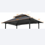 ZUN 8x5Ft Grill Gazebo Replacement Canopy,Double Tiered BBQ Tent Roof Top Cover,Grey [Sale to Temu is 16993600