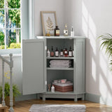 Grey Bathroom Cabinet Triangle Corner Storage Cabinet with Adjustable Shelf Modern Style MDF Board N725P172615E